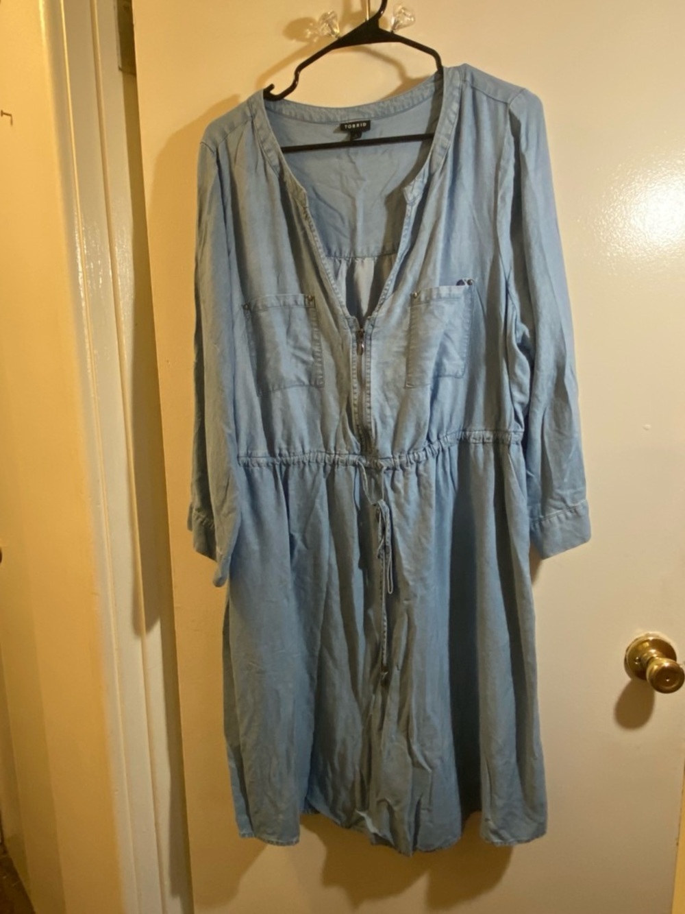 Torrid Lightweight Chambray Drawstring Midi Dress